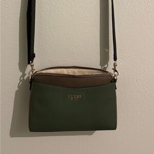 Guess Green and Brown Leather Crossbody Bag